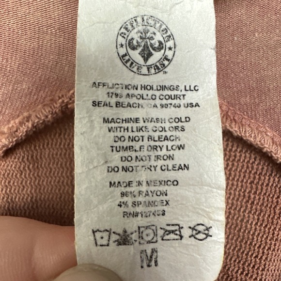 Affliction Live Fast Raglan Shirt Womens Size Medium Thin Stitching Distressed - Picture 2 of 6